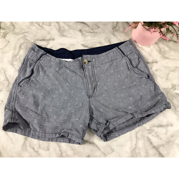 VINTAGE Columbia Shorts Women 8 Blue Logo Lightweight Fishing Hiking 100% Cotton - Picture 1 of 7